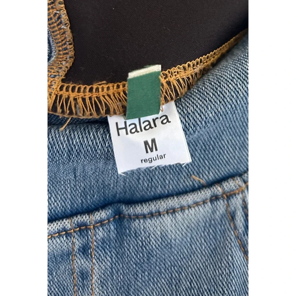 Halara Flex High Waisted Stripe Wide Leg Jeans Light Blue Wash M Regular